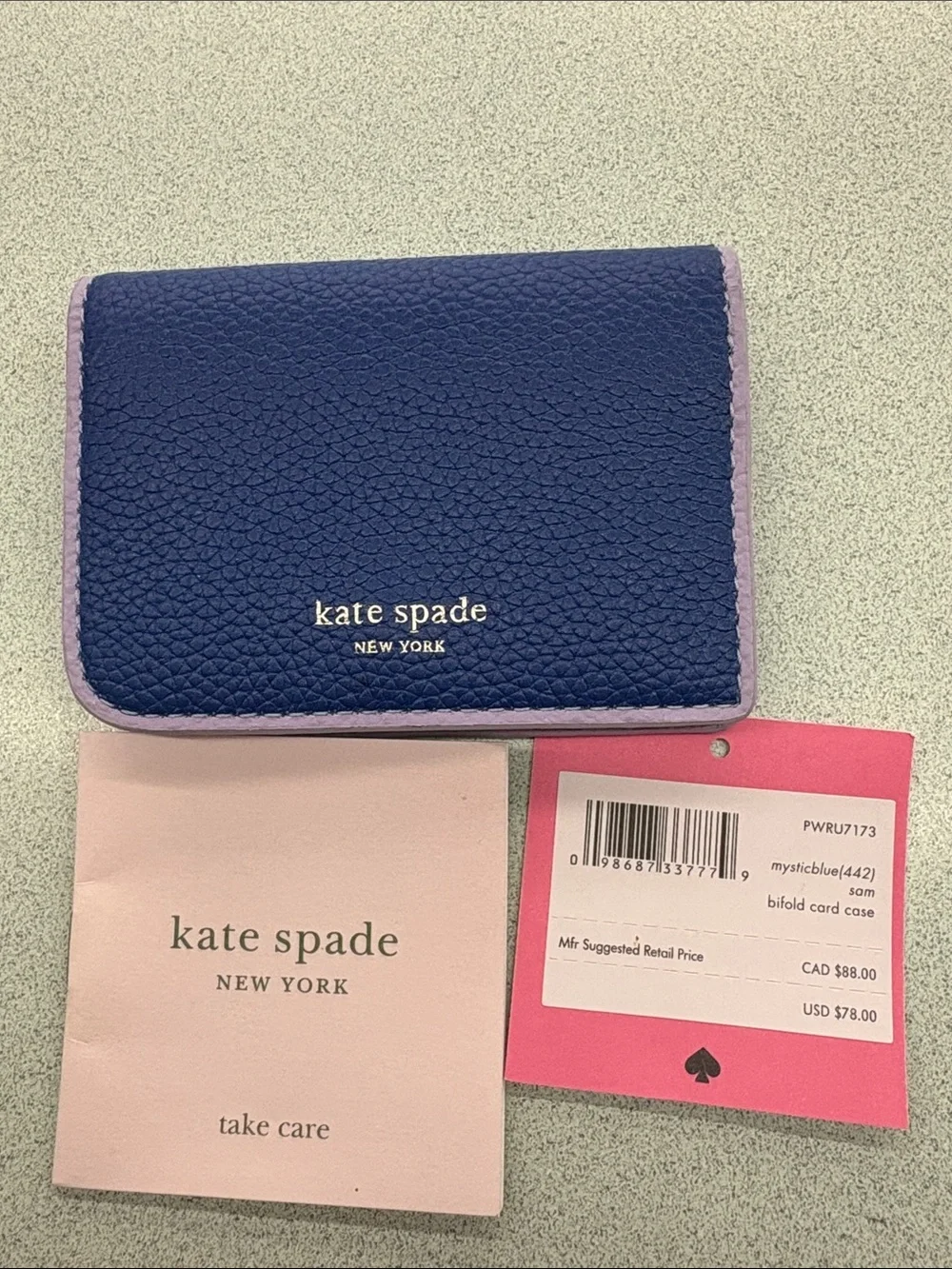 kate spade Navy with Lilac Trim Bifold Card Holder
